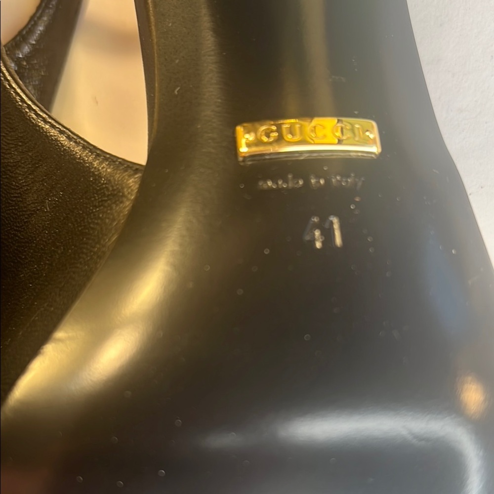 NWT Gucci Horsebit Slingback Pump Leather Heels in Black Women's Shoes Size 41 - Picture 9 of 16